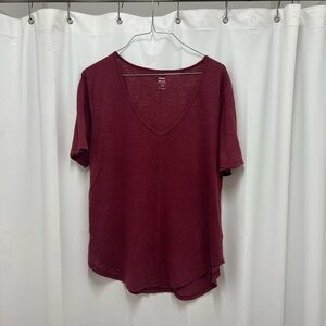 Old Navy Maroon Relaxed V-Neck Tee